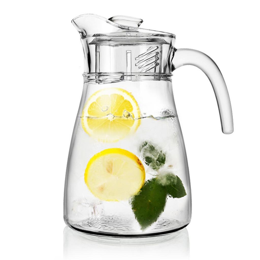 2 Pcs Clear Water Pitcher 1.3L Juice Beverage Jar for Bar Cafe Kitchen