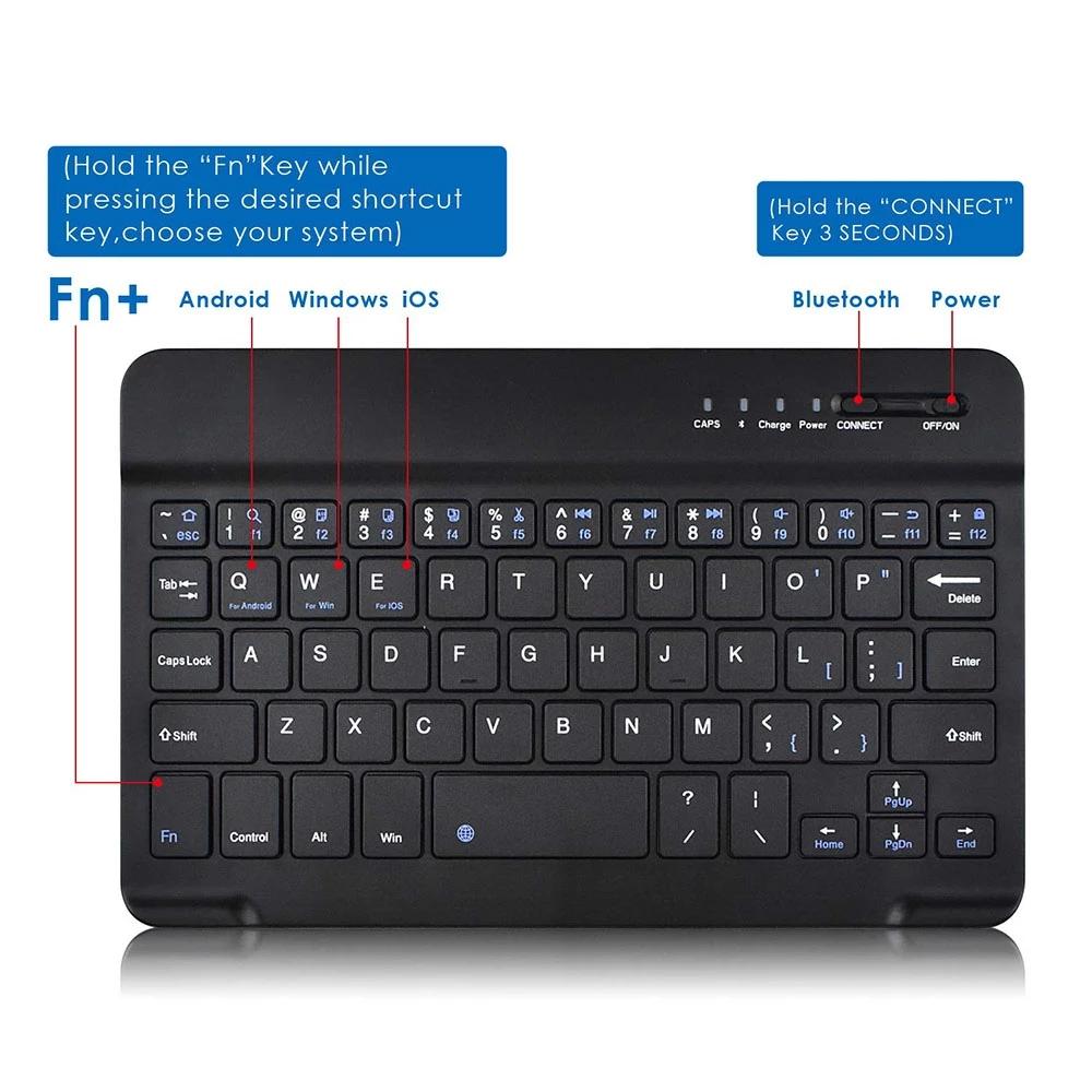 Universal Wireless Bluetooth Keyboard for Tablet PU Leather Case Stand Cover For Pad 7 8 Inch 9 10 Inch for IOS Android Windows