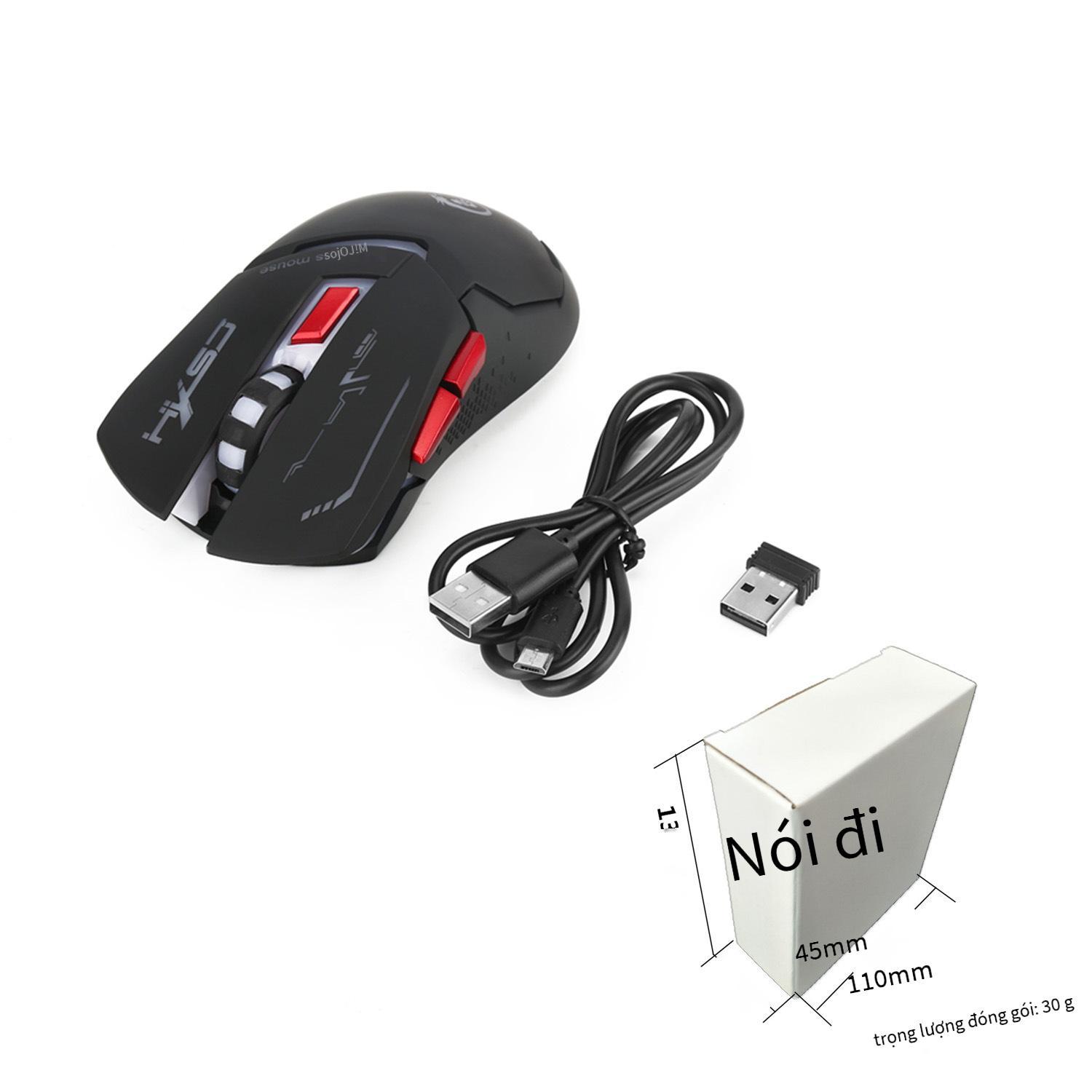 Đảm bảo chất lượng chuột sạc không dây USB chuột chơi game phát sáng đầy màu sắc tích hợp pin 600mAh còn hàng