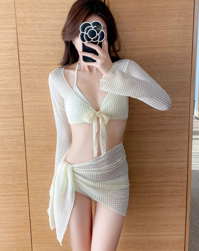 Bikini 4 Chi Tiết Tay Dài - Váy Quây - Mẫu Mới Trẻ Trung Dễ Thương BK002 MayHomes Đồ Bơi Nữ Nhiều Mảnh