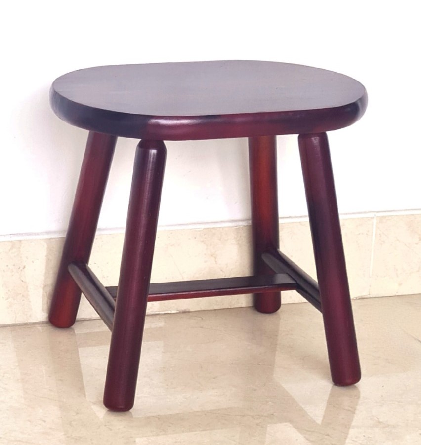 Ghế Đôn Gỗ Mặt Ovan Cao 35cm Chân Tròn Xinh Xắn - Hàng VN Xuất Khẩu