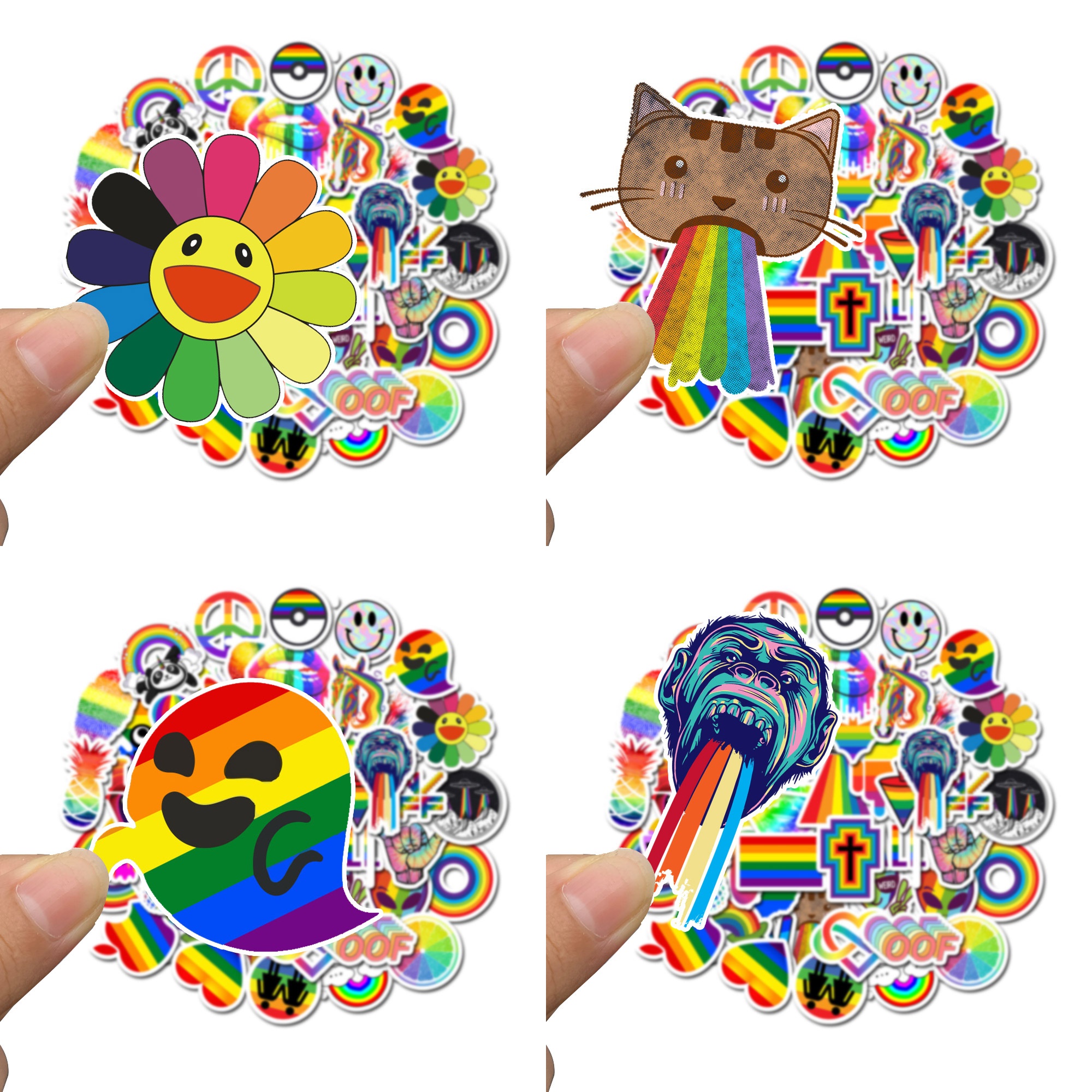 Sticker 50 miếng hình dán Rainbow - hàng nhập khẩu