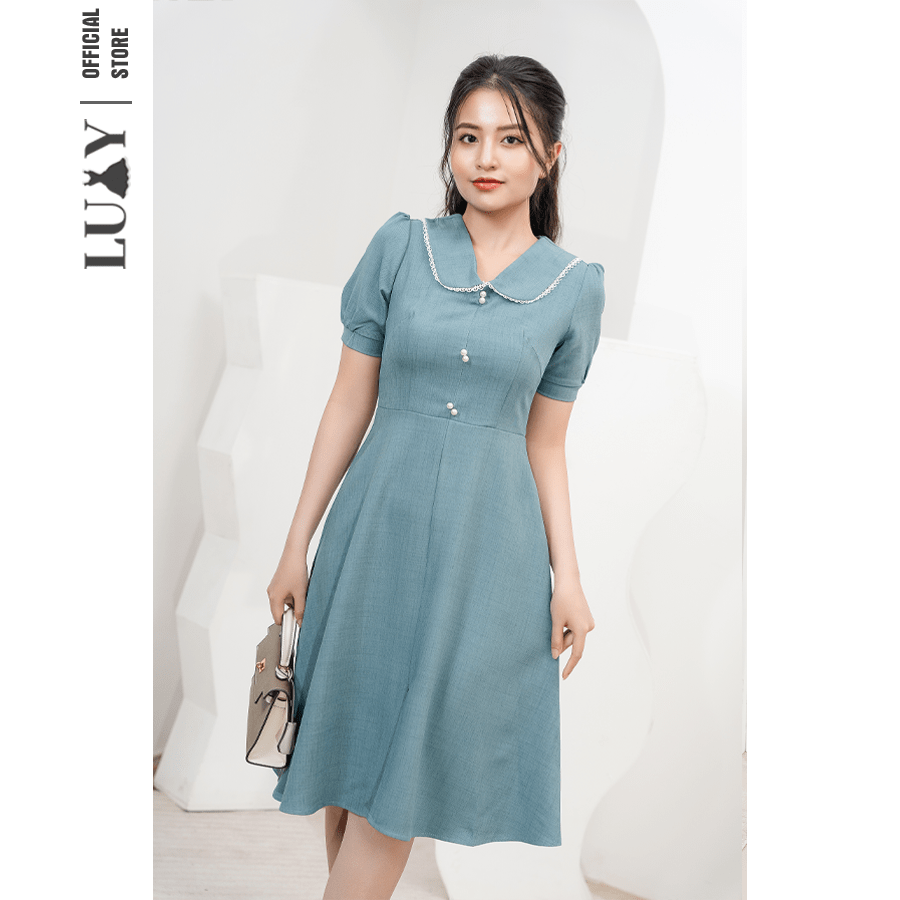 Váy xanh công sở dáng ôm LUXY V139 đủ size từ 42kg - 65kg