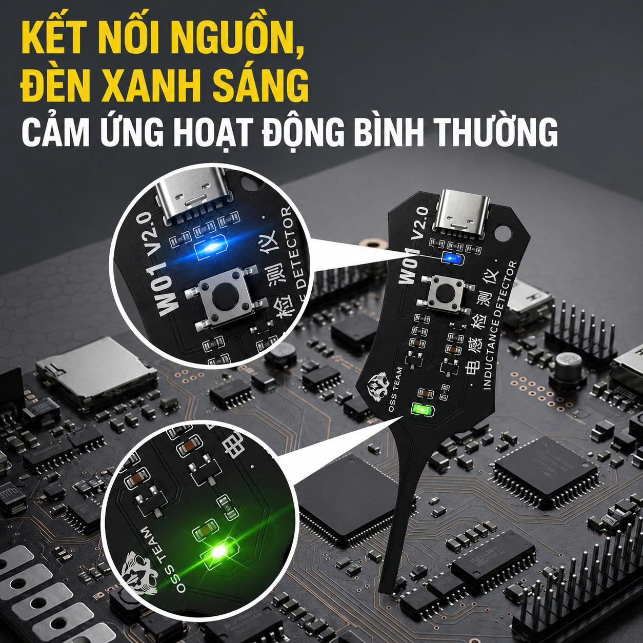 Máy Kiểm Tra Cuộn Cảm OSS W01 2.0 (Cổng Type-C) - Dụng Cụ Chẩn Đoán Lỗi Bo Mạch Điện Thoại Chuyên Nghiệp - Hàng Nhập Khẩu