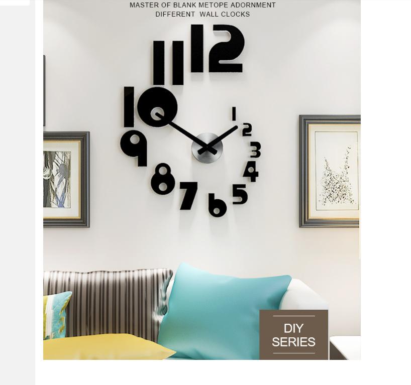 Phong cách mới nhất sáng tạo 3D nghệ thuật ba chiều đồng hồ treo tường trang trí đồng hồ dán tường Châu Âu đơn giản DIY gương acrylic đồng hồ lớn