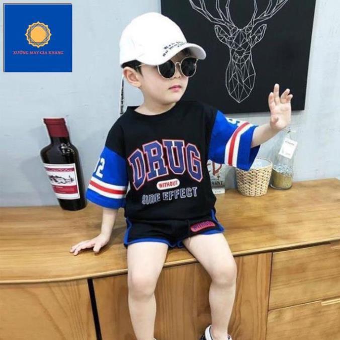 Đồ bộ quần áo thun bé trai, bé gái ngắn tay, in phối họa tiết - Xưởng may Gia Khang