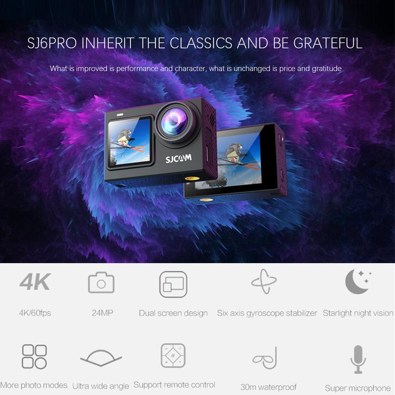 Máy ảnh hành động SJCAM 4K SJ6 Pro 4K 60fps 24MP WiFi Webcam 6 trục quay axis