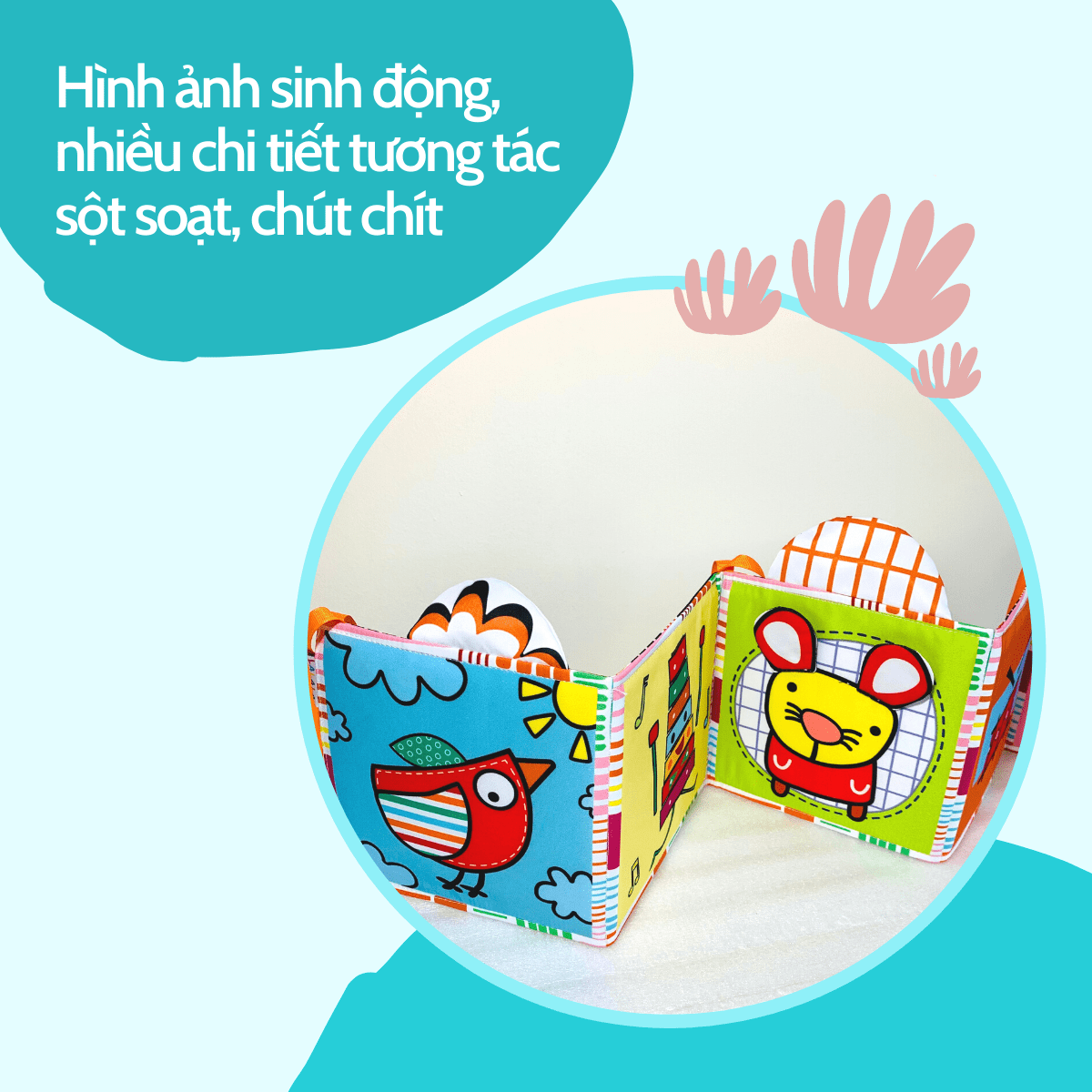 Sách Vải Kiêm Quây Cũi 3 Trong 1 Kích Thích Thị Giác Phát Triển Tư Duy Não Bộ Cho Bé