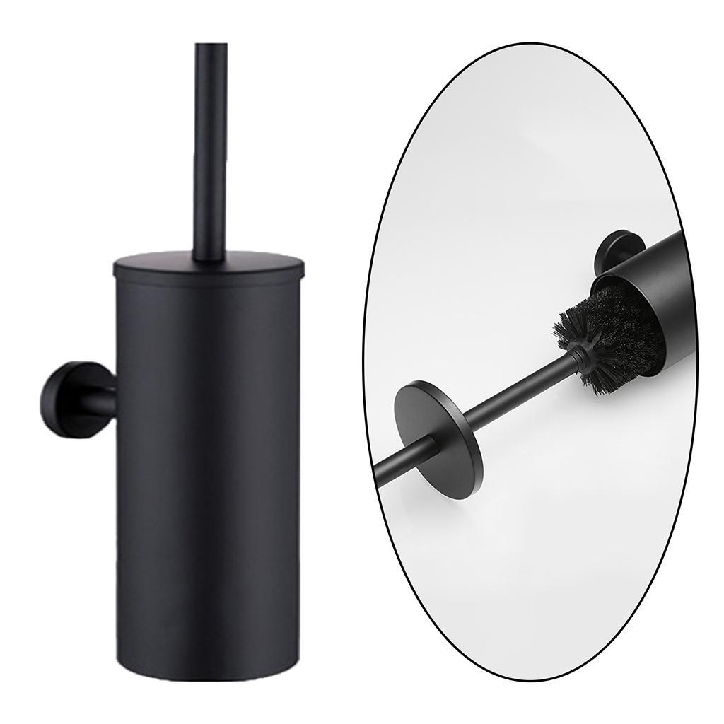 Wall Mounted Toilet Brush Detachable Brush Head for Bathroom black matte