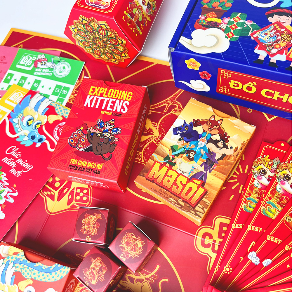 Combo Board Game Đồ Chơi Tết 2024 Xanh gồm Bầu Cua Bài Tây Lô Tô Lì Xì Quẻ  Drinking Game Ma Sói Mèo Nổ