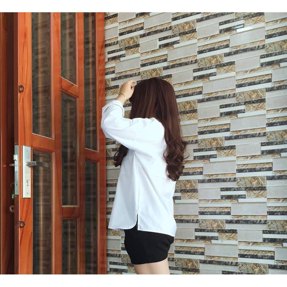 Sơ Mi Oversize trắng phối túi xẻ