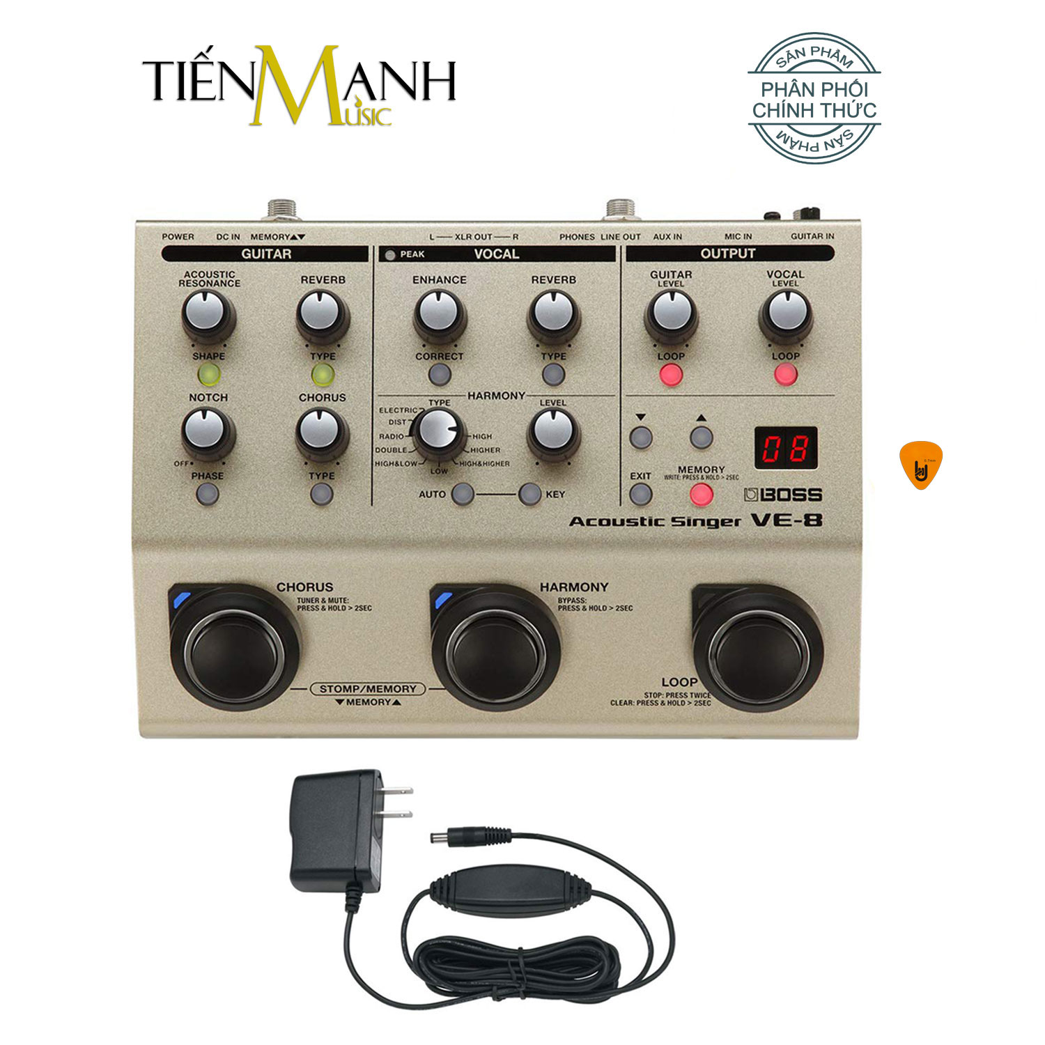 Boss VE-8 Acoustic Singer Vocal Tạo tiếng Bè, Vang vọng và chỉnh Tone, Giọng cho Ca sỹ - Bàn đạp Phơ Guitar Reverb and Delay Effects Processor VE8 Hàng Chính Hãng - Kèm Móng Gẩy DreamMaker