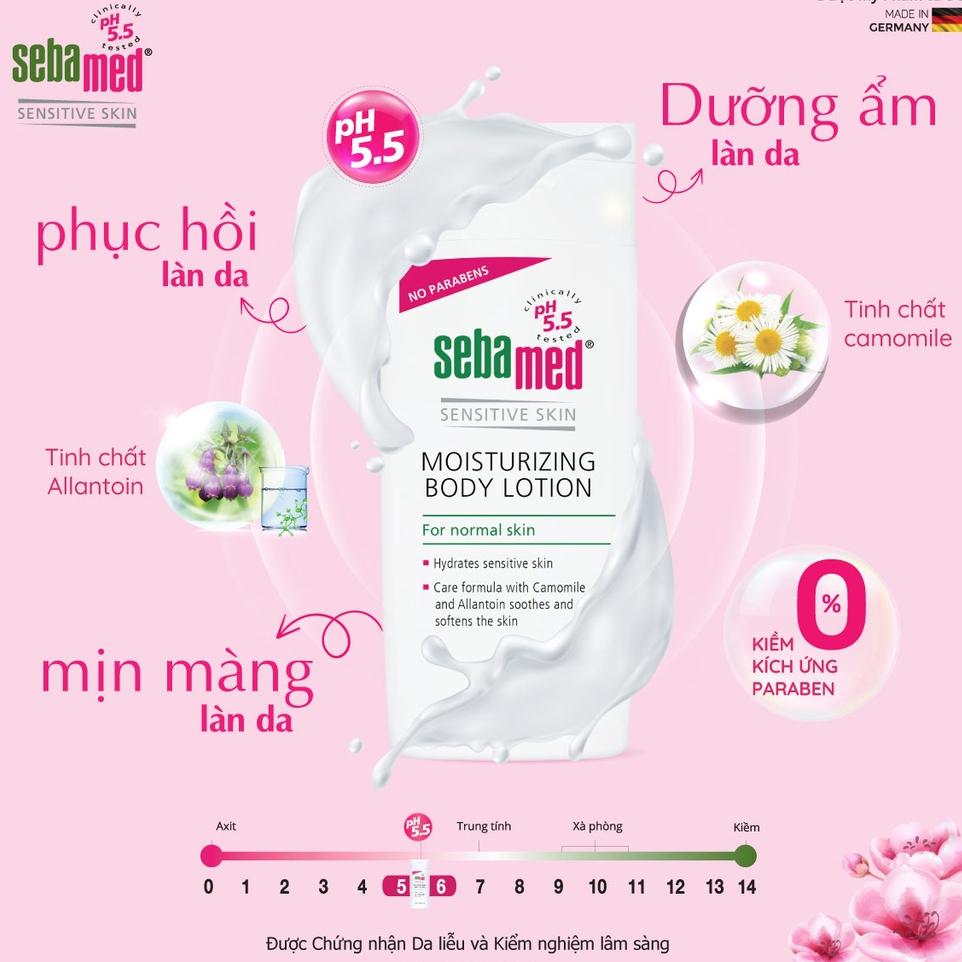 Sữa dưỡng thể cấp ẩm toàn thân cho da nhạy cảm Sebamed Moisturizing Body Lotion pH5.5