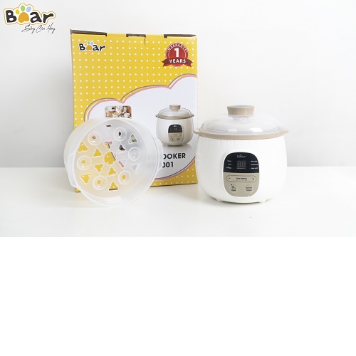 Nồi nấu chậm 0,8L Bear SUBE001- PHIÊN BẢN QUỐC TẾ (kèm lồng hấp) - HÀNG CHÍNH HÃNG