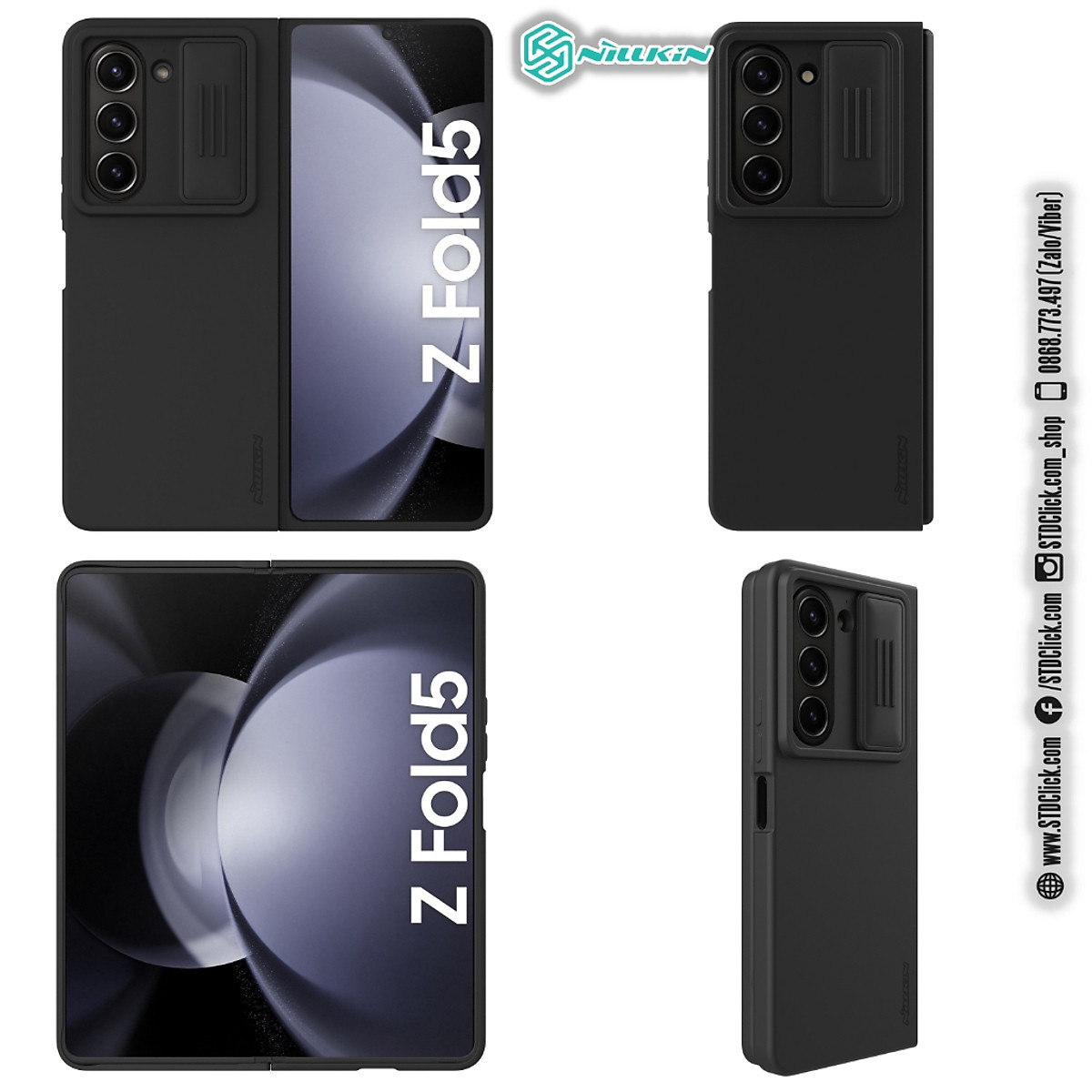 Ốp lưng chống sốc silicon cho Samsung Galaxy Z Fold 5 bảo vệ Camera hiệu Nillkin Camshield Silky Silicon Case (chống sốc cực tốt, chất liệu cao cấp, có khung và nắp đậy bảo vệ Camera) - hàng nhập khẩu