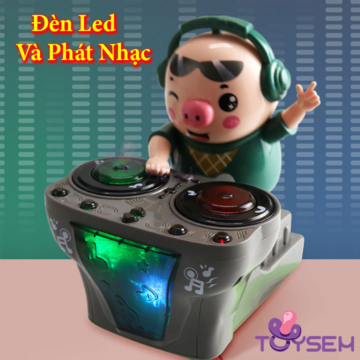 Đồ chơi trẻ em heo DJ đánh nhạc nhún nhảy có đèn led 4 bài hát - Đồ chơi âm nhạc - Quà tặng sinh nhật cho bé trai, bé gái cute