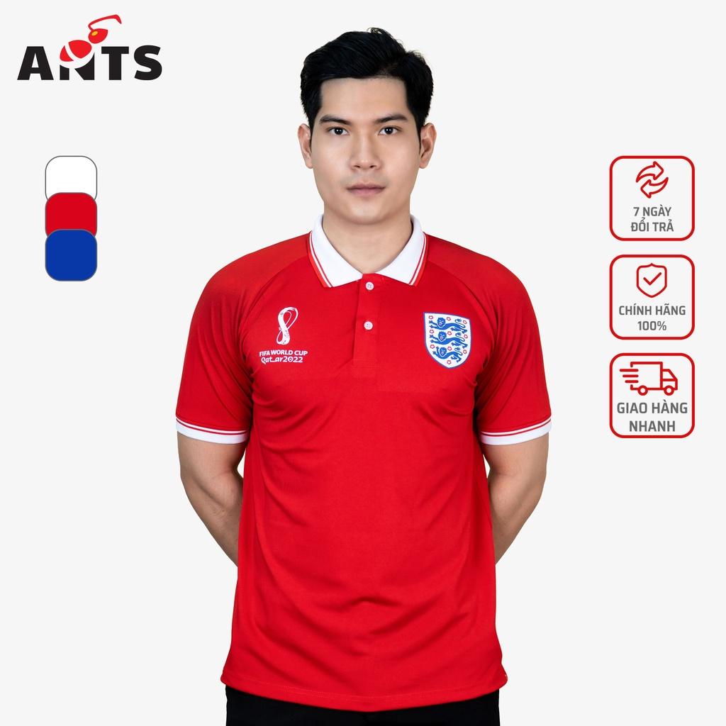 Áo Polo thể thao đội tuyển Anh, áo Polo thể thao vải cá sấu poly 4 chiều co giãn thoáng mát, bo dệt cao cấp 3 màu