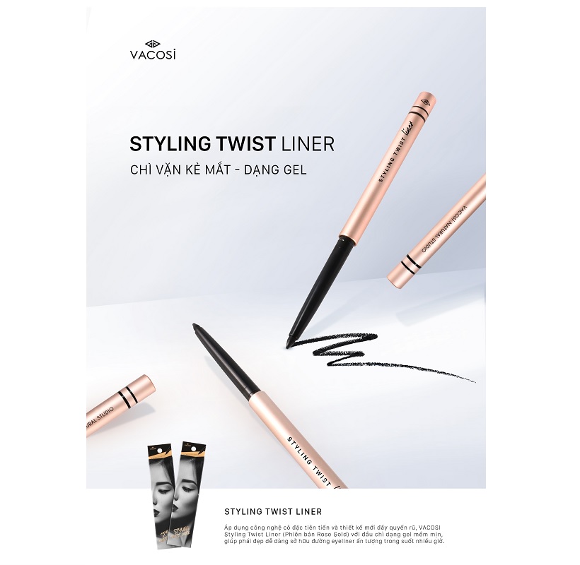 Chì kẻ mắt dạng gel Vacosi Styling Styling Twist Liner