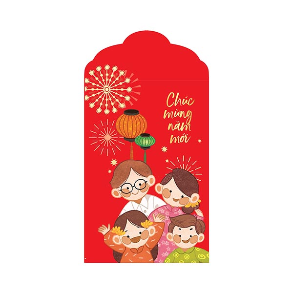 Bộ 6 bao lì xì nhiều màu mừng năm mới, Lì xì tết hình đẹp giá rẻ