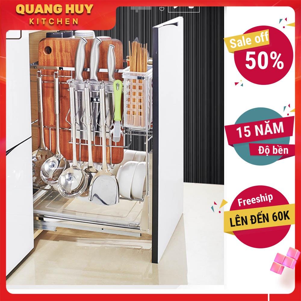 Giá dao thớt giá rẻ inox 201 nan dẹt kèm ray giảm chấn