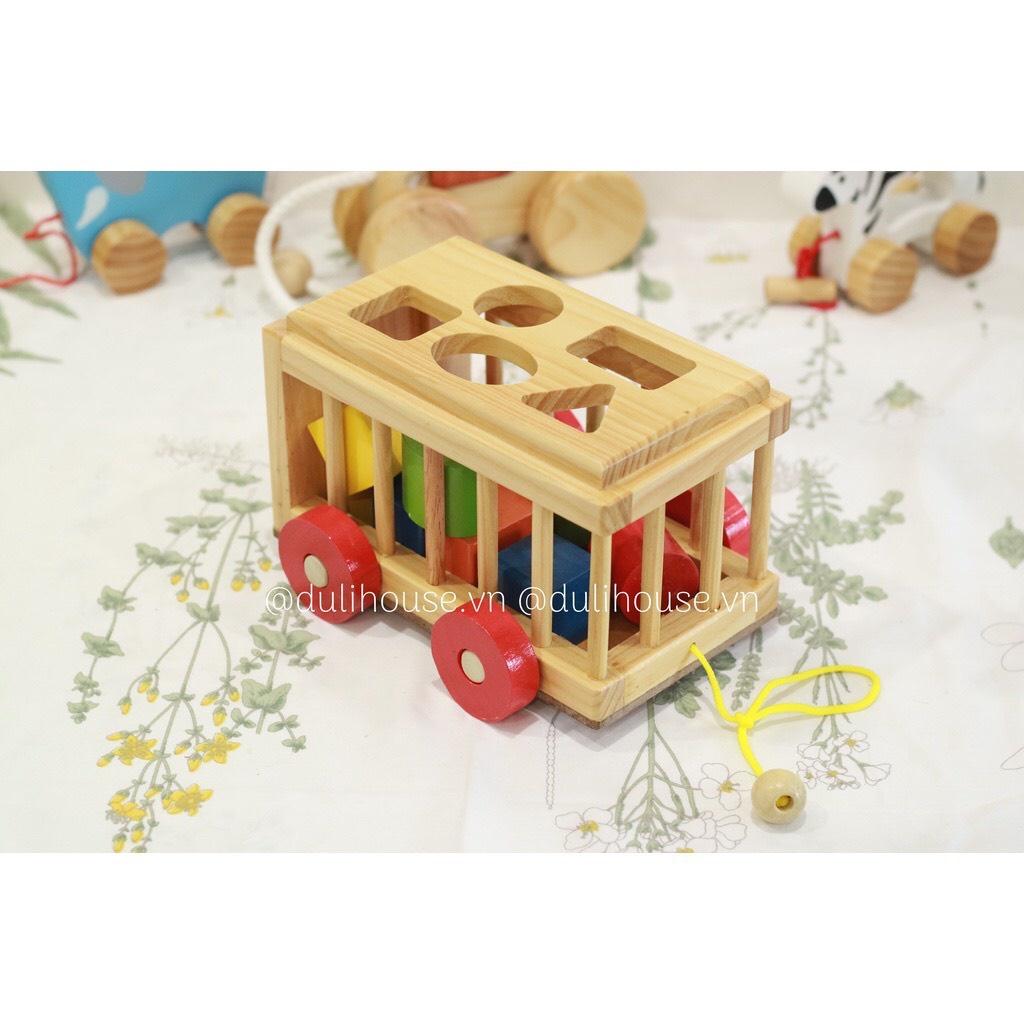Xe cũi Gỗ thả hình khối-Hàng việt chất lượng cao cấp,Đồ chơi giáo dục cho Bé