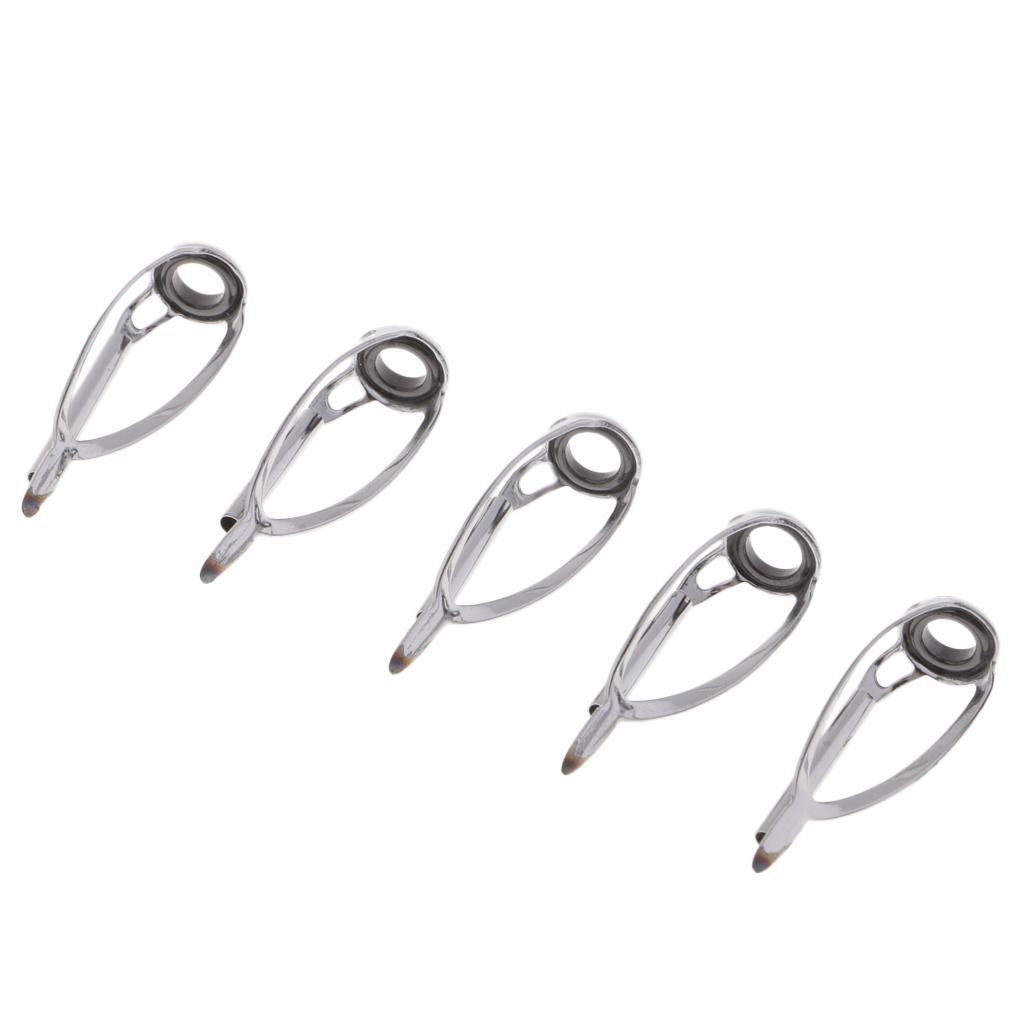 5pcs Fishing Rod Pole Guides Tips Top Eye Rings Rod Repair Kit