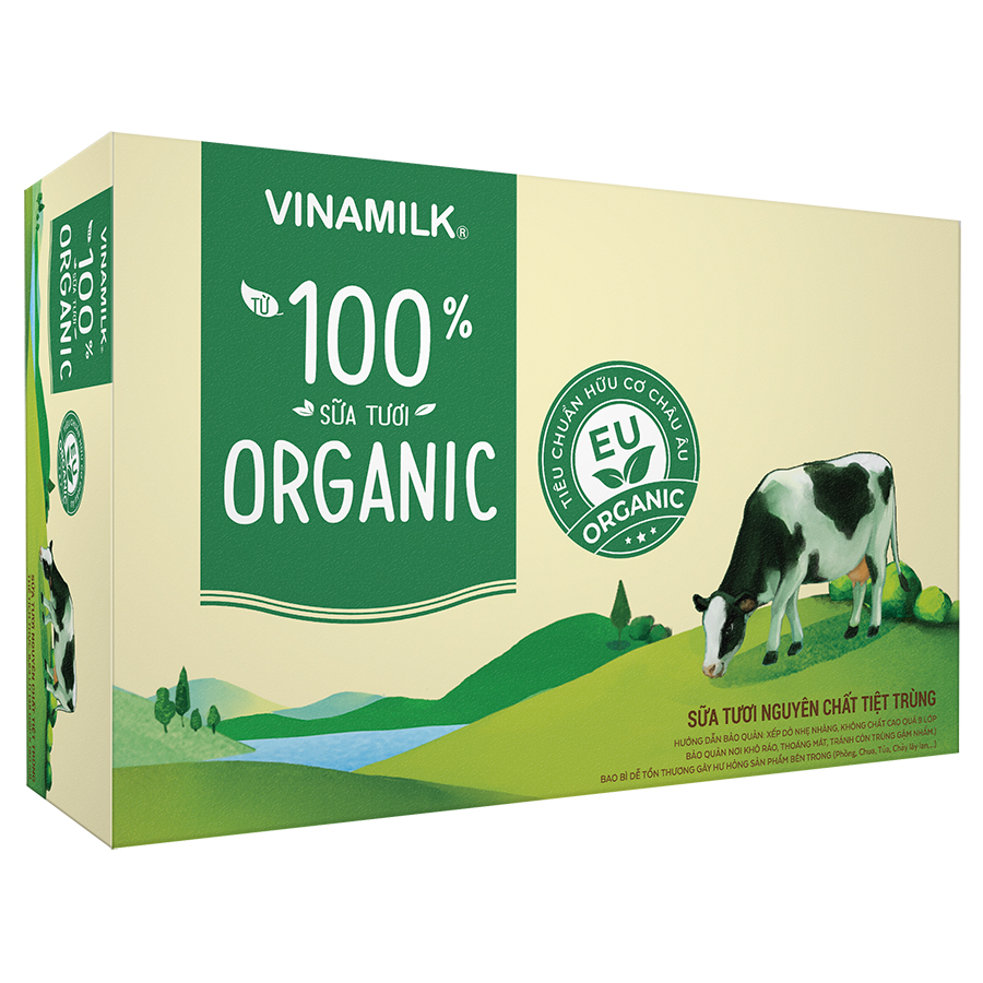 Thùng 48 Hộp Sữa Tươi Tiệt Trùng Vinamilk 100% Organic Nguyên chất (180ml)