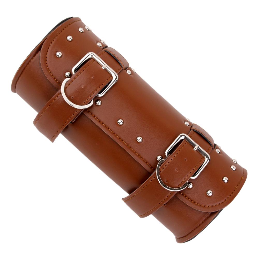 1x Luggage Saddle Bag Motorcycle Luggage Tool Bag Roll Brown Color