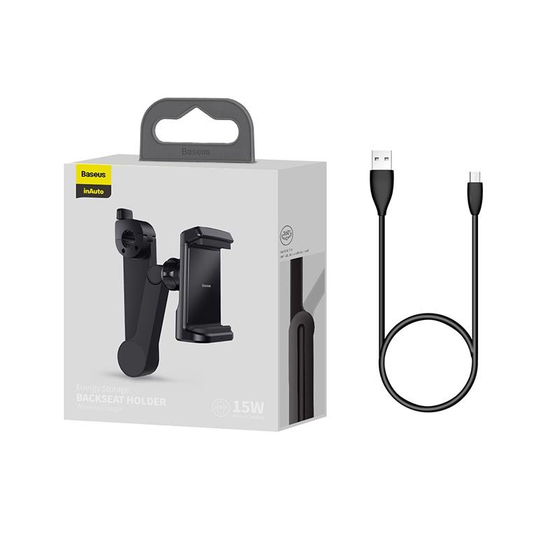Baseus -BaseusMall VN Bộ đế giữ điện thoại gắn lưng ghế tích hợp sạc không dây Baseus Energy Storage Backseat Holder 15W