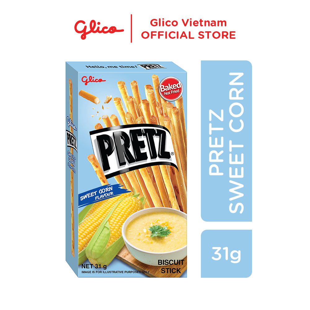 Bánh que nướng giòn mix 2 vị gà nướng và bắp GLICO Pretz (Combo Happy Set C 10 hộp - 5 BBQ 5 bắp)