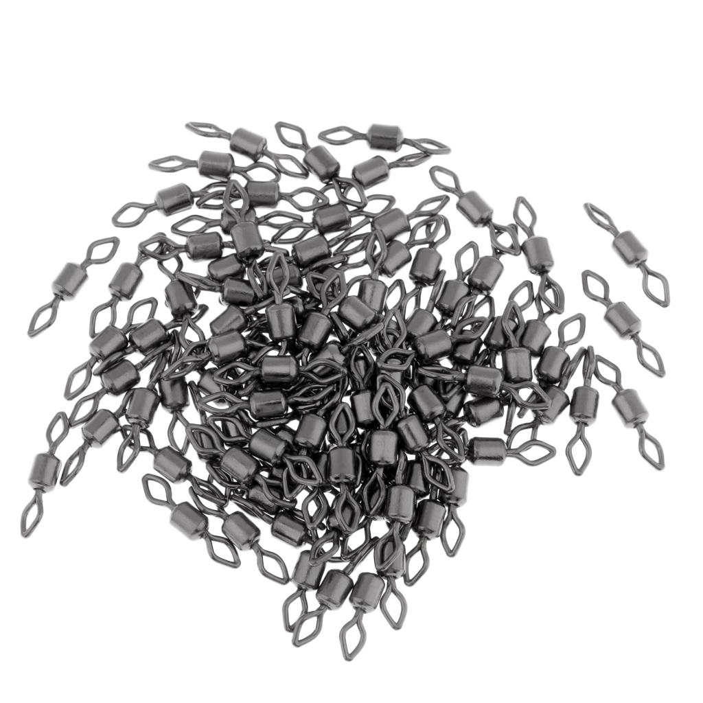 100pcs Fishing Barrel Bearing Rolling Swivel Solid Ring Connector Tackle