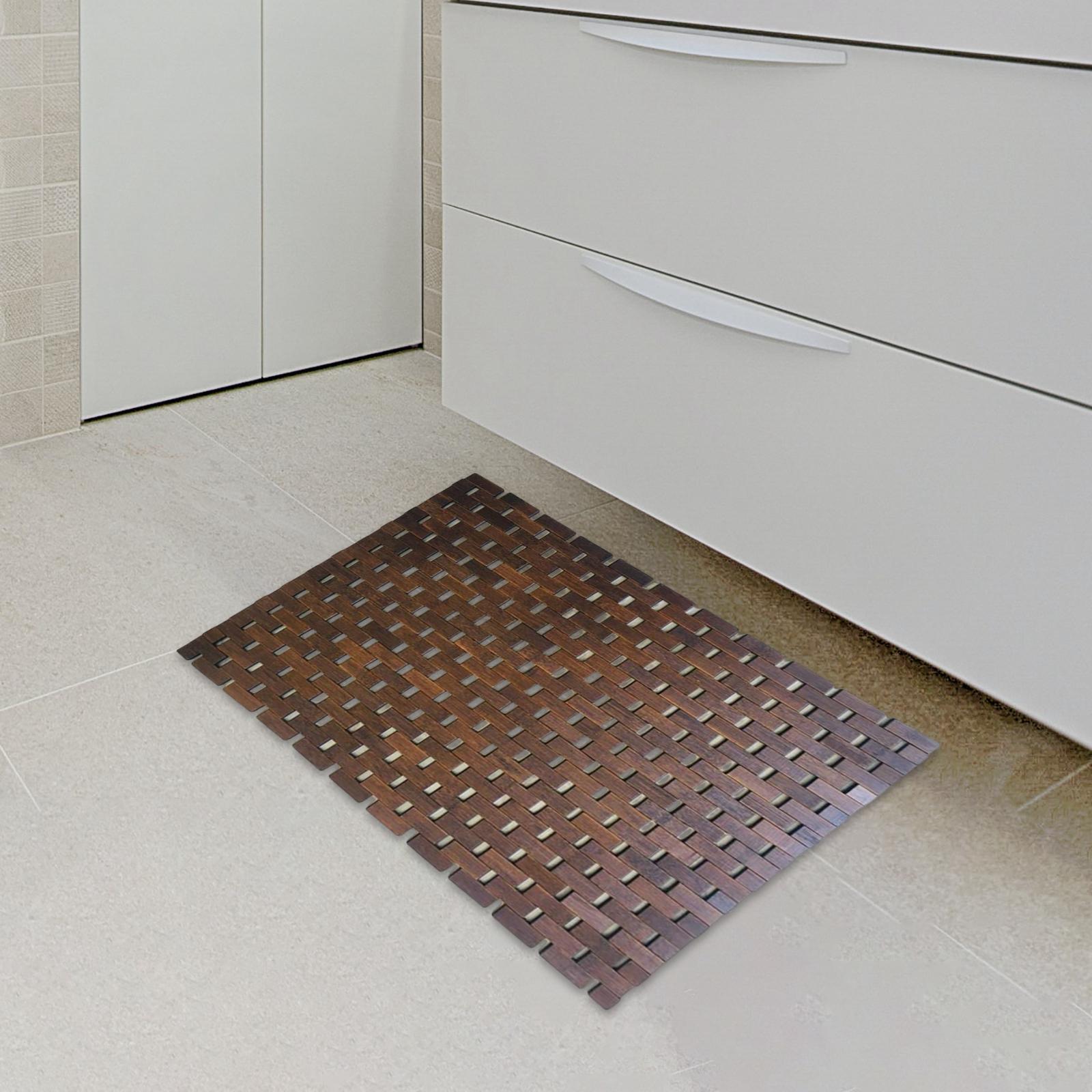 Bath Mat Anti Slip Bathmat Floor Mat Bamboo Wood Shower  Floor Rug