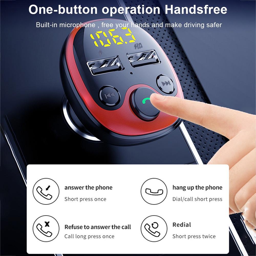 Tẩu sạc hai cổng USB TF Bluetooth 5.0 cho xe hơi