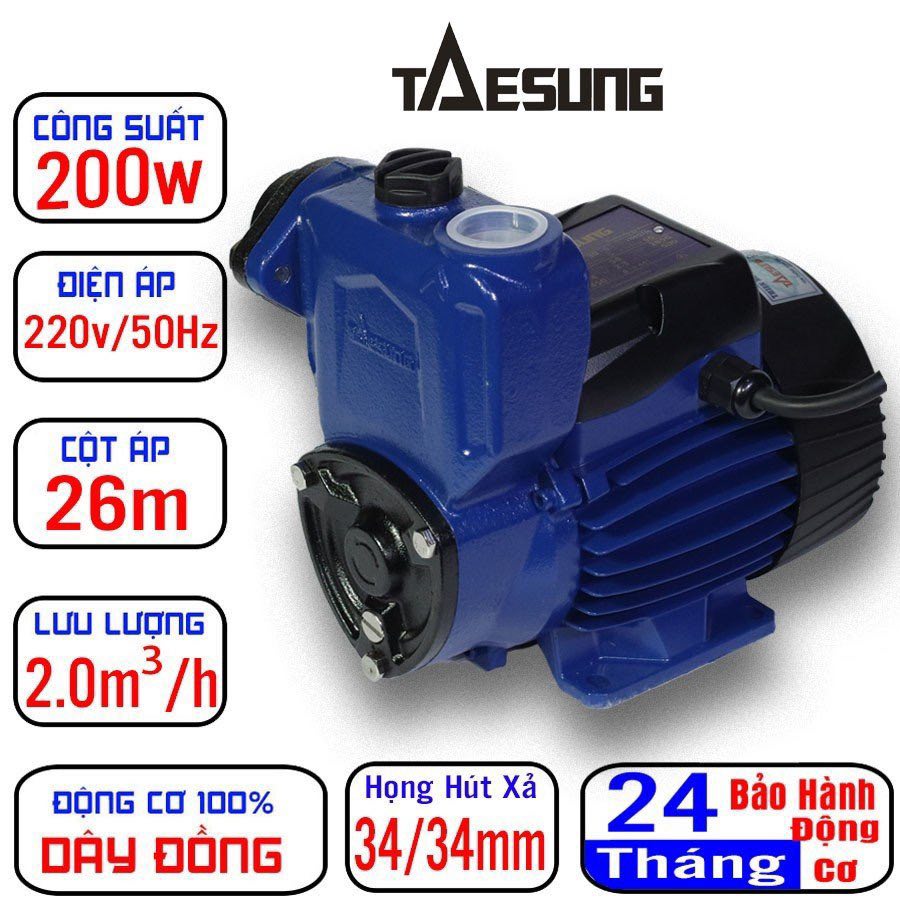 Máy bơm nước cơ 200w siêu êm, bơm trợ lực hút nước thủy cục đẩy lên bể chứa, bơm cấp thoát nước, tưới tiêu, vệ sinh nhà vườn,....