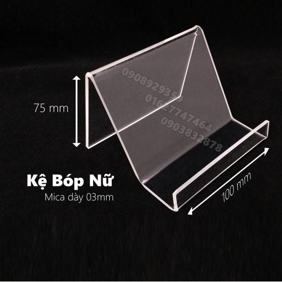 Kệ Đế Mica Trưng Bày Bóp Ví Nữ (Trong Suốt) - Combo 10 cái