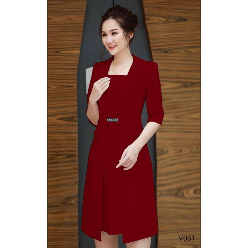 Áo vest nữ công sở dáng maxi dài sang trọng vest blazer hàn quốc ngắn tay V031