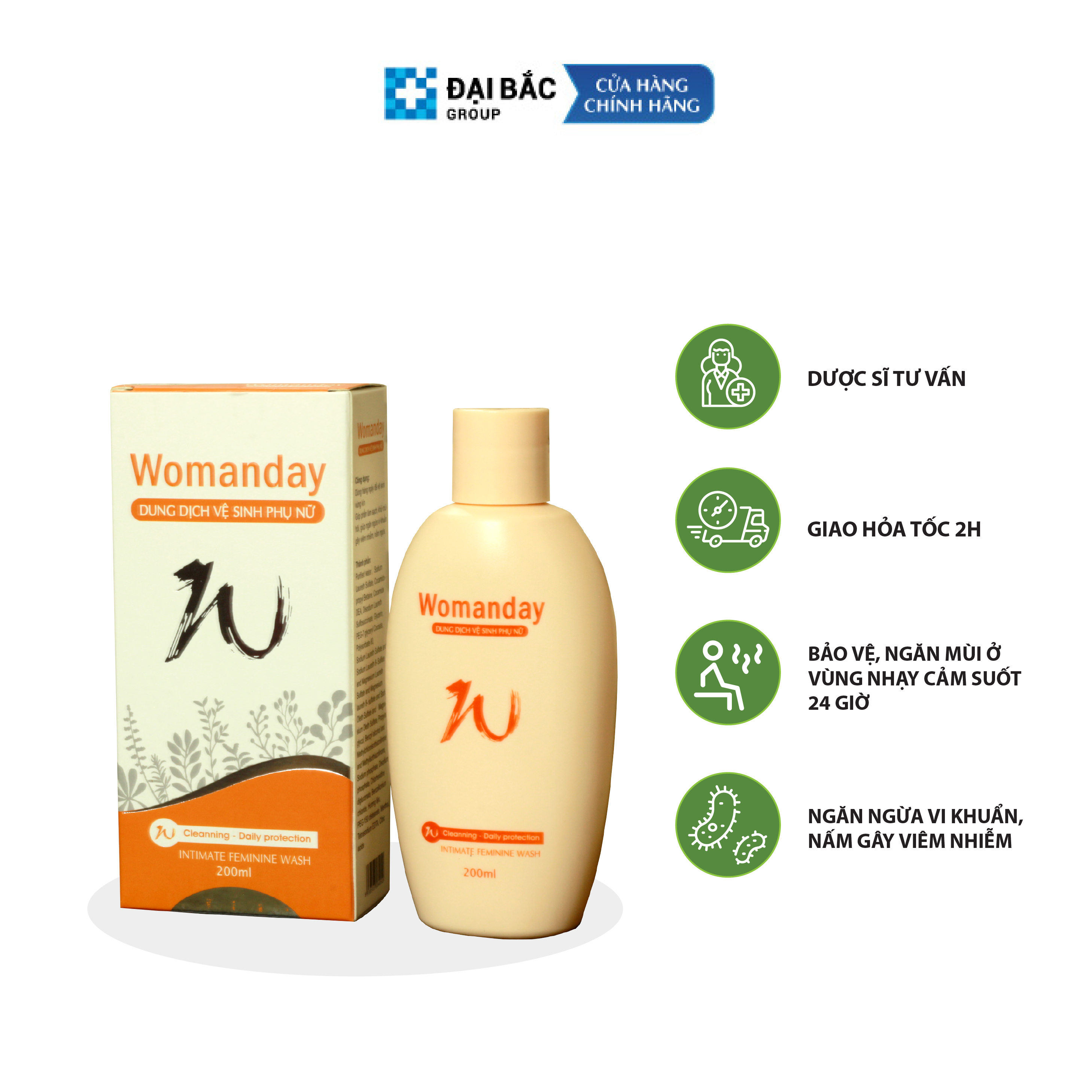 Dung dịch vệ sinh phụ nữ Womanday 200ml