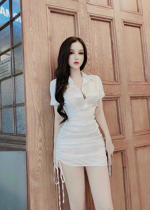 Đầm Satin Lụa Cổ Sơ Mi Rút Dây Eo Cao Cấp