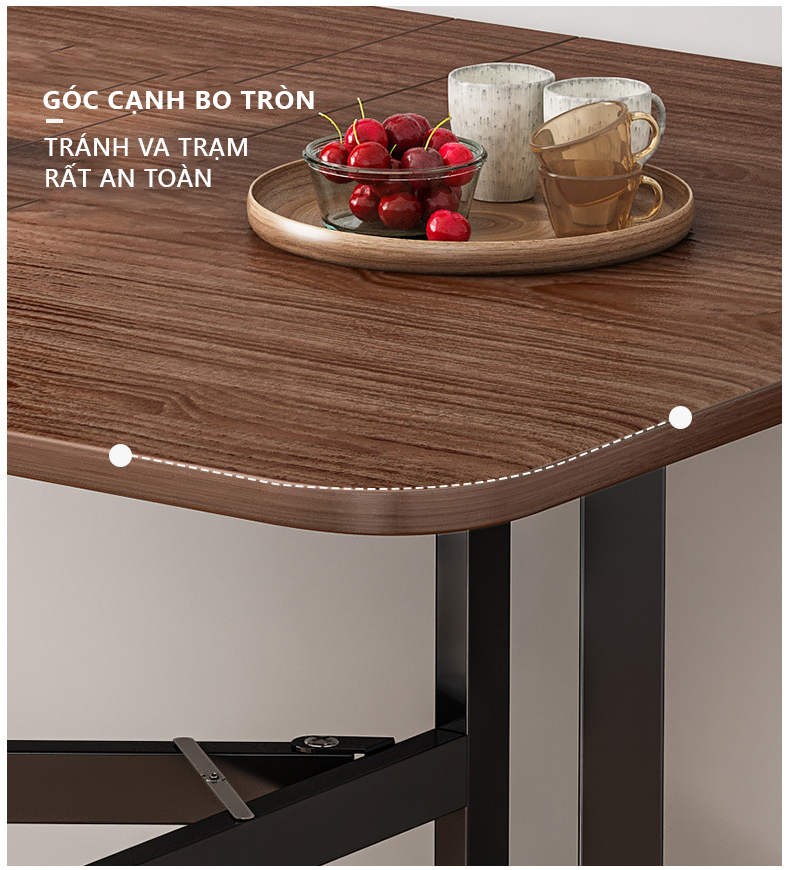 Bàn ăn gấp gọn thông minh có bánh xe di chuyển, tiết kiệm diện tích thương hiệu IGA - GM107