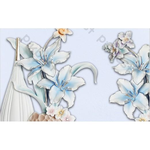Tranh dán tường Tranh hoa tường 3D nổi bật, tranh dán tường 3d hiện đại MS883580