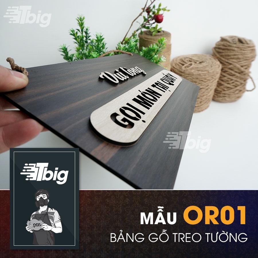 Bảng gỗ treo nội dung vui lòng gọi món tại quầy thiết kế đơn giản sang trọng