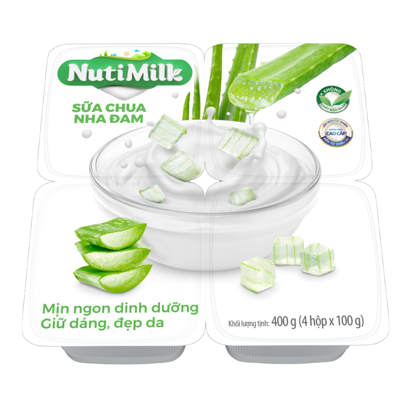 NutiMilk Lốc 4 Hộp Sữa chua Nha Đam L4.NSCNDTI Nutifood