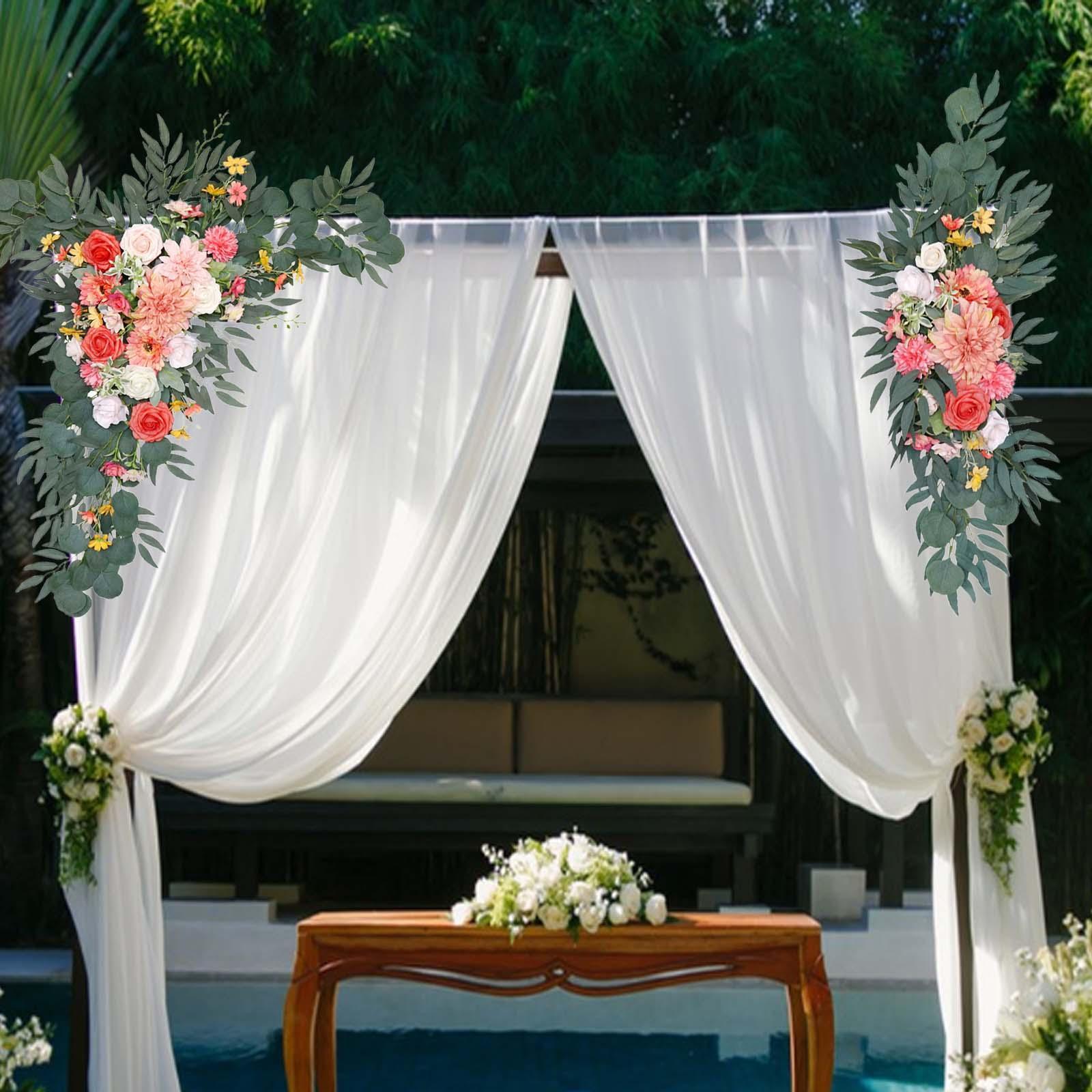 2Pcs Wedding Arch Flowers Rustic Arch Decor for Ceremony Reception Event