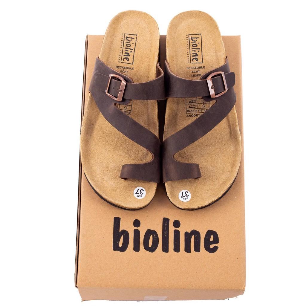 A24- Dép da bò xỏ ngón quai chéo Birken Bioline Unisex (Đế trấu) – Bioline Store