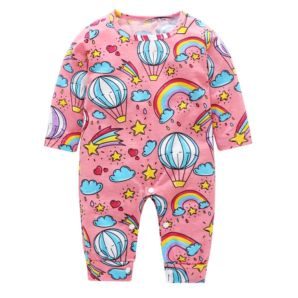 Kids Cartoon Bodysuit Baby Girls Boys Long Sleeve Romper Jumpsuit Outfits