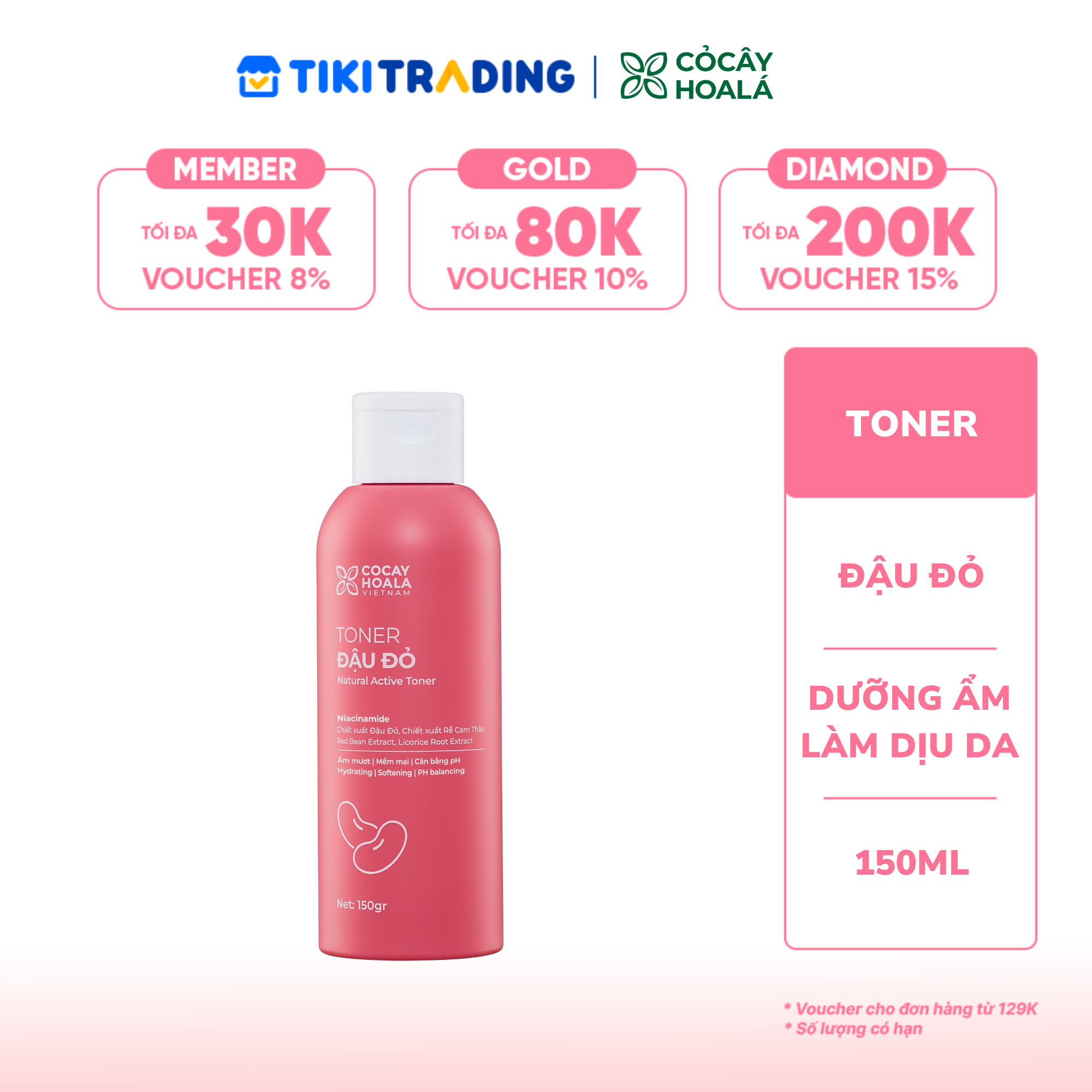 Cocayhoala Toner đậu đỏ 150ml