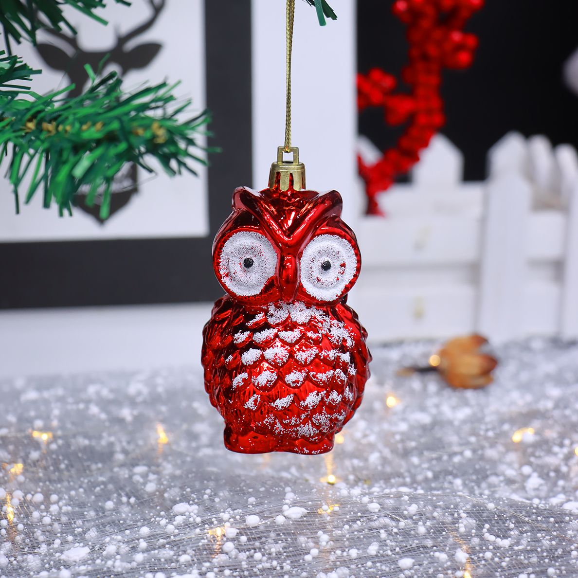 Set 2 Chim Cú E52 Treo Cây Thông Noel Phụ Kiện Trang Trí Giáng Sinh