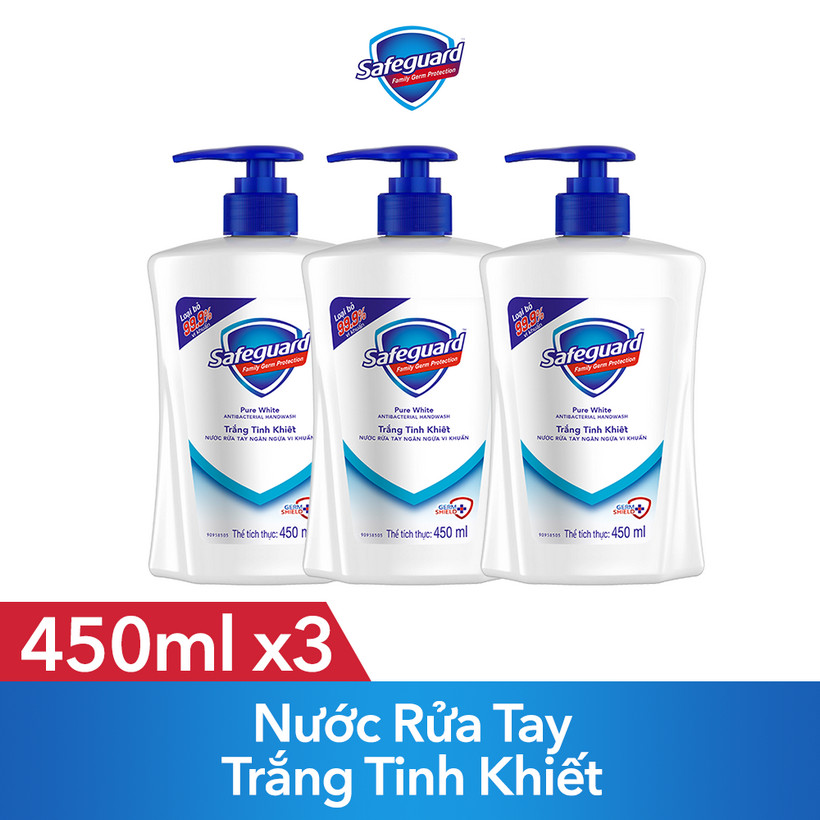 Combo 3 Nước Rửa Tay SAFEGUARD Trắng Tinh Khiết 450ml