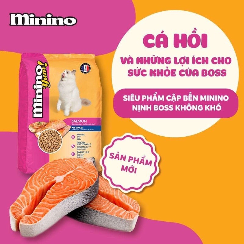 Thức ăn cho mèo Minino Yum vị cá hồi 1,5kg