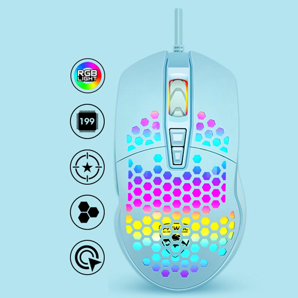 Lightweight Gaming Mouse Wired Honeycomb Hollow RGB Streamer 1600 DPI Programming Optical Sensor for PS4 Gamer